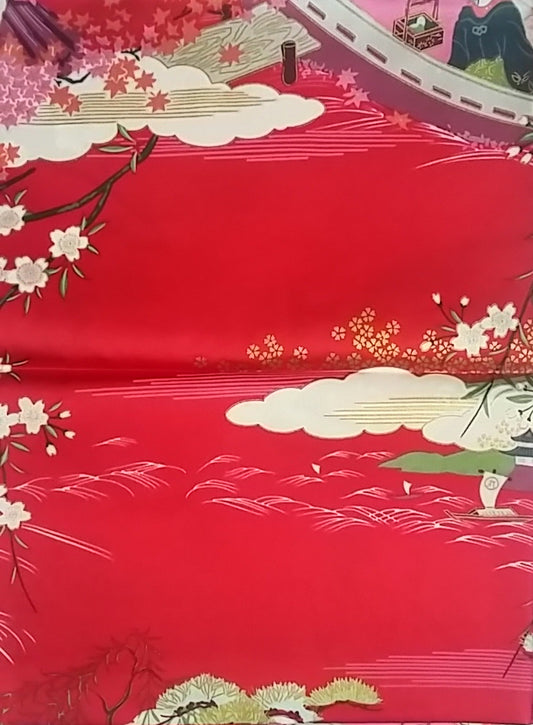 SCIARPA SETA UKIYOE ROSSO