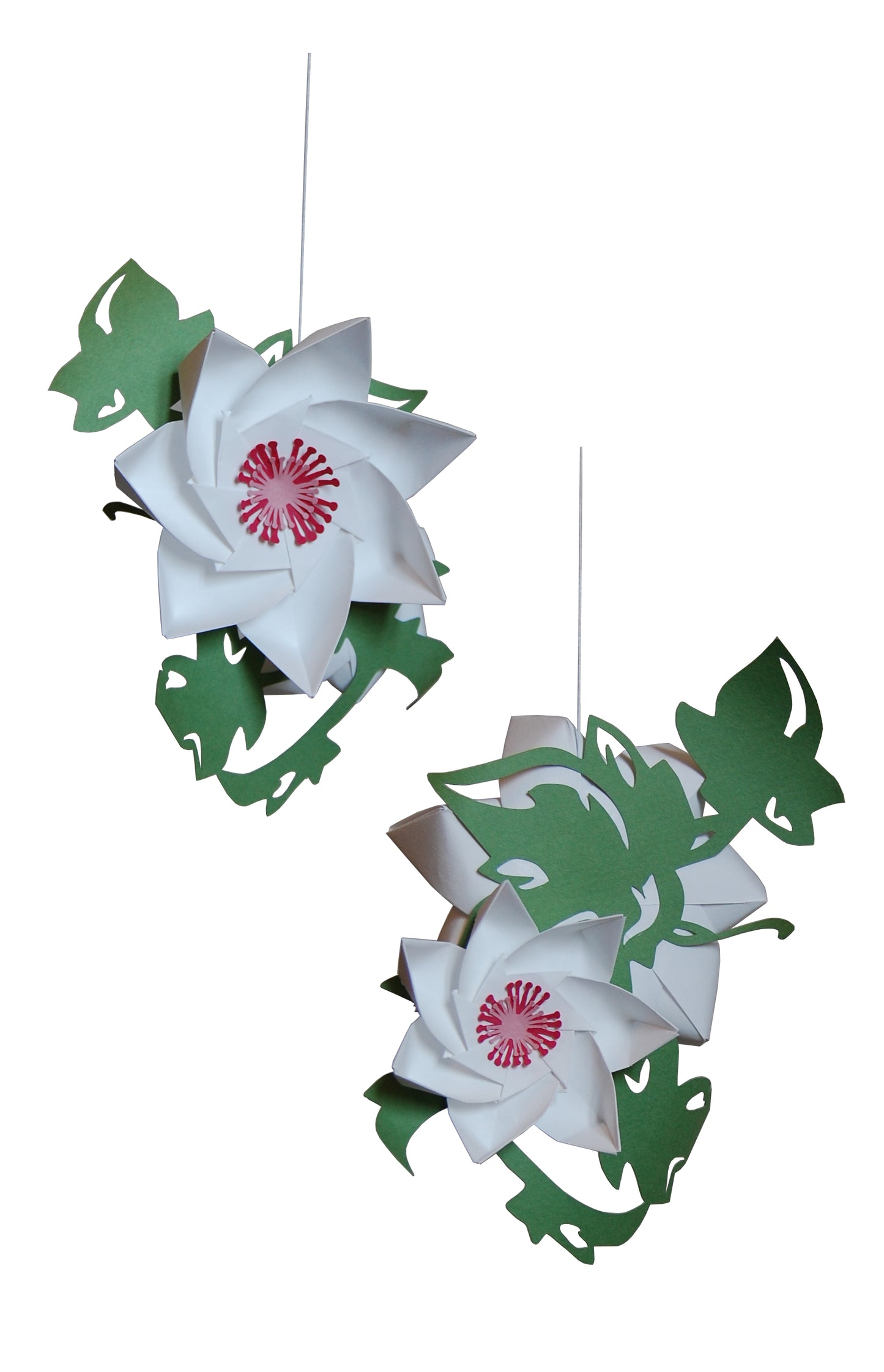 Mobiles Origami - FIORI BIANCHI CON FOGLIA